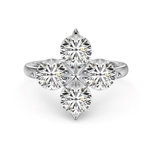 [Solara Jewelry ]Vierblättriges Kleeblatt Achtzackiger Stern Ring