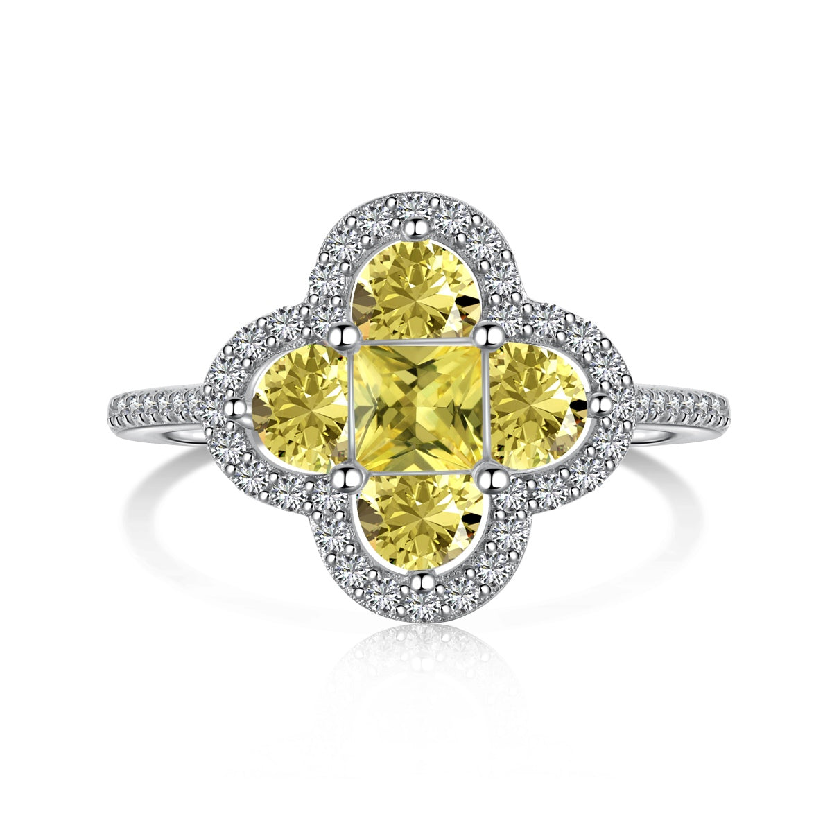 [Solara Jewelry ]Luxurious Eternity Flower Shape Banquet Ring