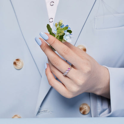 [Solara Jewelry ]繊細で鮮やかなエメラルドカット デイリーリング