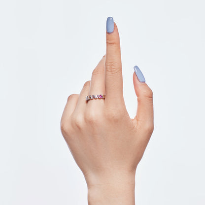 [Solara Jewelry ]繊細で鮮やかなエメラルドカット デイリーリング