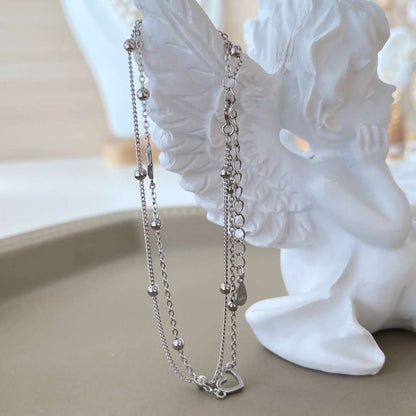 [Solara Jewelry ]華奢な2連ラブハートブレスレット