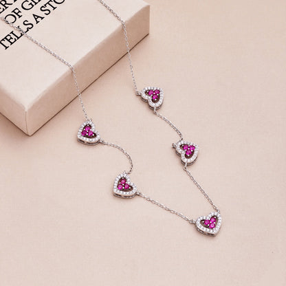 [Solara Jewelry ]煌めくファイブハートネックレス