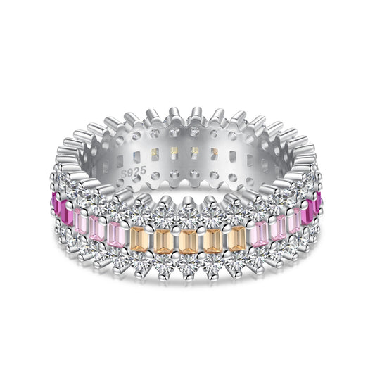 [Solara Jewelry ]Verzierter farbenfroher Radiant-Schliff Alltagsring