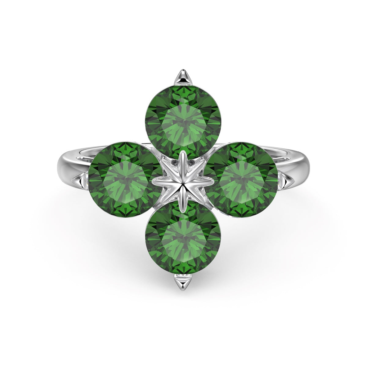 [Solara Jewelry ]Four-Leaf Clover Eight-Pointed Star Ring