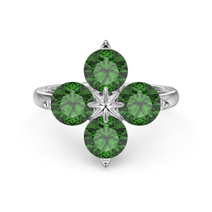 [Solara Jewelry ]Four-Leaf Clover Eight-Pointed Star Ring