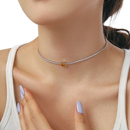 [Solara Jewelry ]2.0 Karat aufwendige Halskette mit Smaragdschliff
