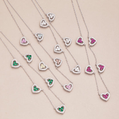 [Solara Jewelry ]煌めくファイブハートネックレス