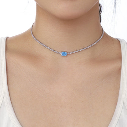 [Solara Jewelry ]2.0 Karat aufwendige Halskette mit Smaragdschliff
