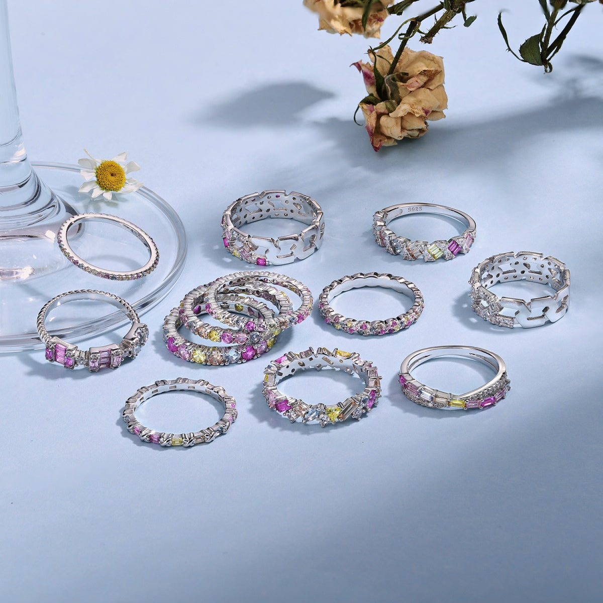 [ソララジュエリー] 絶妙なカラフルラウンドカットパーティーリング