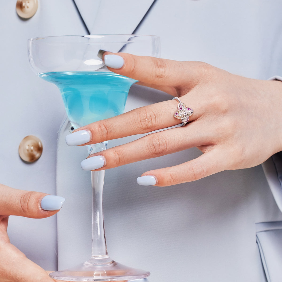 [Solara Jewelry ]豪華でカラフルな花モチーフのバンケットリング
