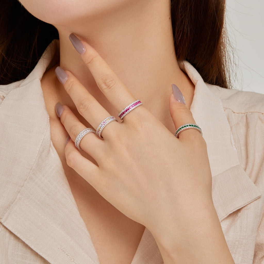 [Solara Jewelry ]Delicate Colorful Round Cut Daily Ring