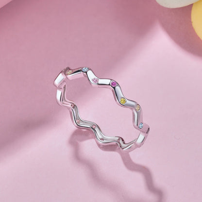 [Solara Jewelry ]華やかなヴィヴィッドラウンドカット デイリーリング
