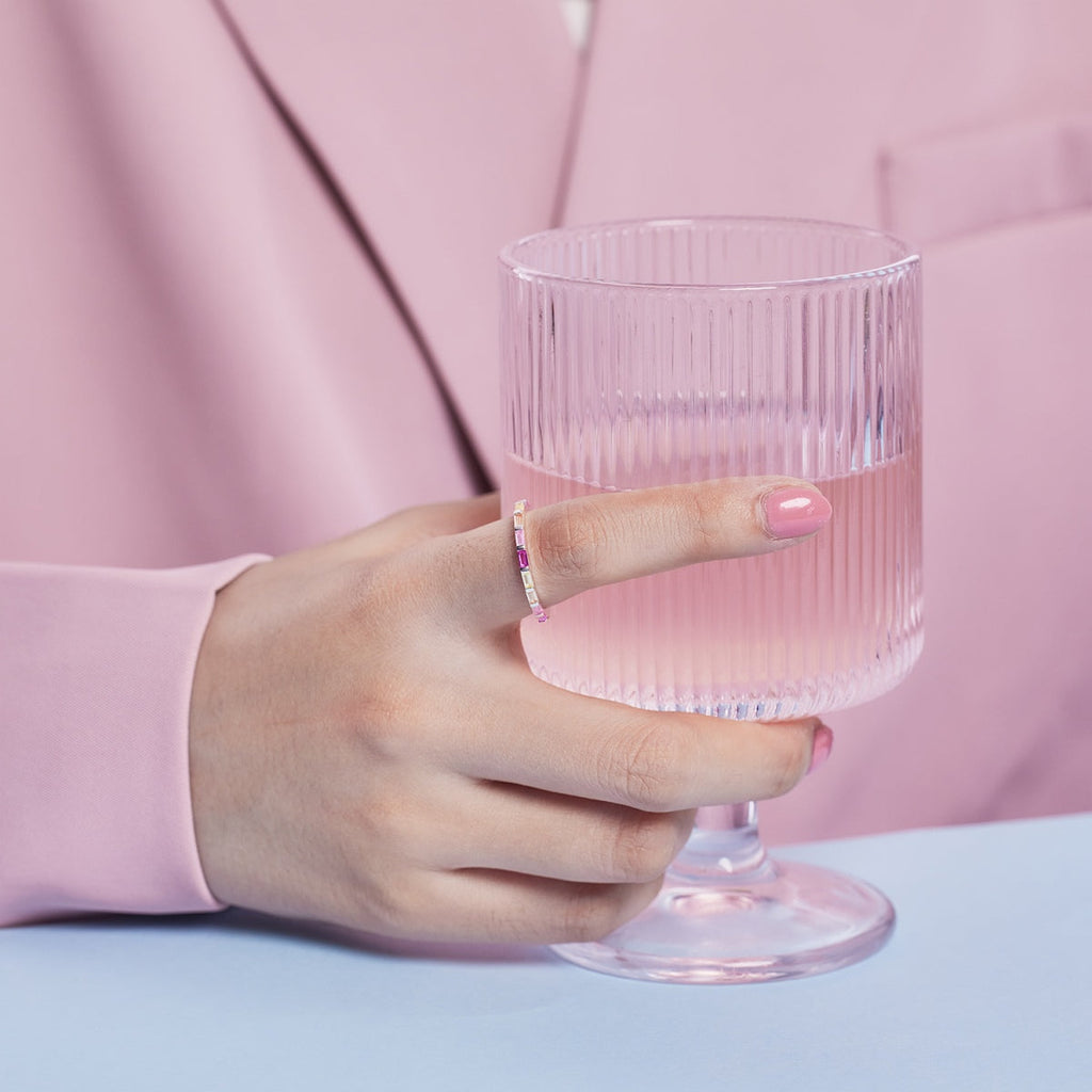 [Solara Jewelry ]Exquisiter, mehrfarbiger Ring im Smaragdschliff für den Alltag