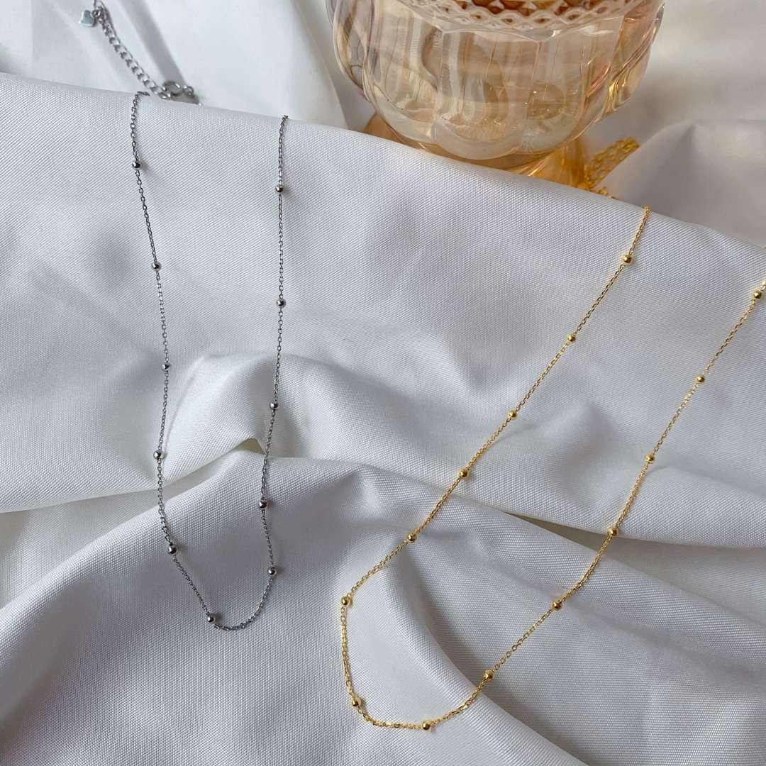 [Solara Jewelry ]小粒ビーズ鎖骨チェーン シンプルネックレス