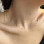 [Solara Jewelry ]小粒ビーズ鎖骨チェーン シンプルネックレス