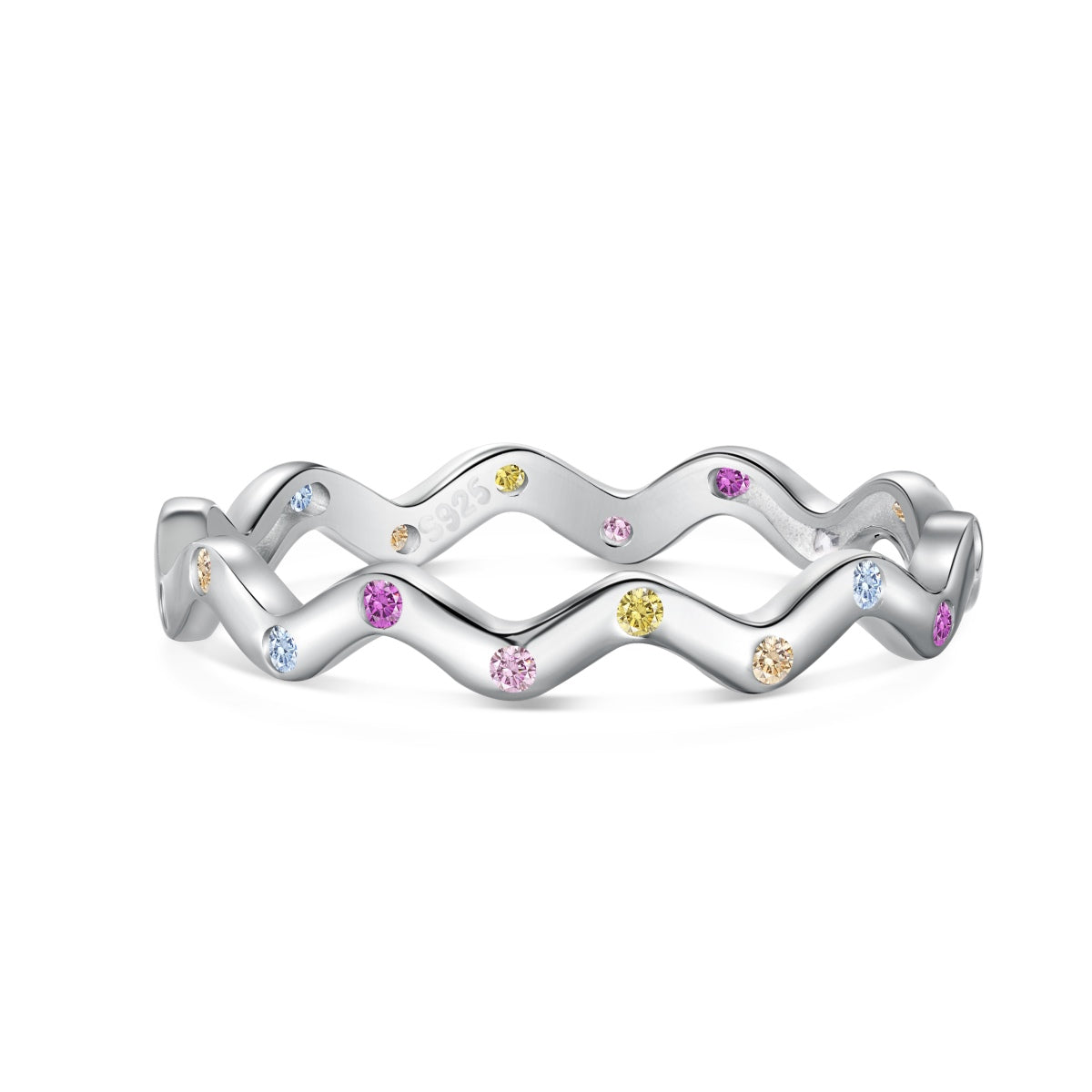 [Solara Jewelry ]華やかなヴィヴィッドラウンドカット デイリーリング