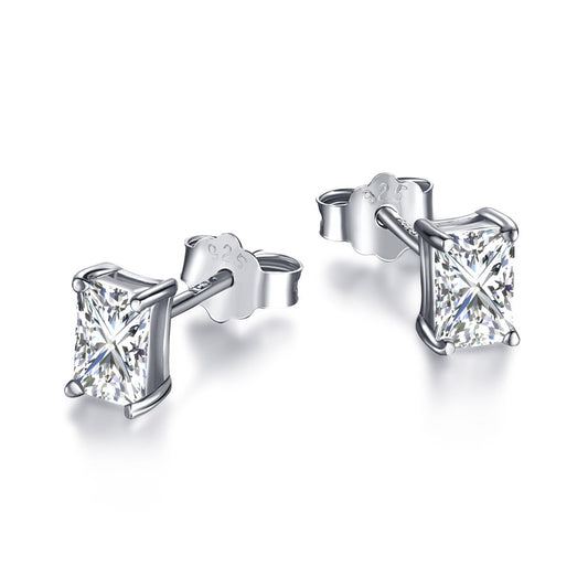 [Solara Jewelry ] Elegante, glänzende, rechteckige Ohrstecker mit Mittelstein