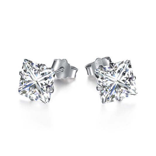 [Solara Schmuck ]Stylische glänzende Ohrstecker mit quadratischem Mittelstein