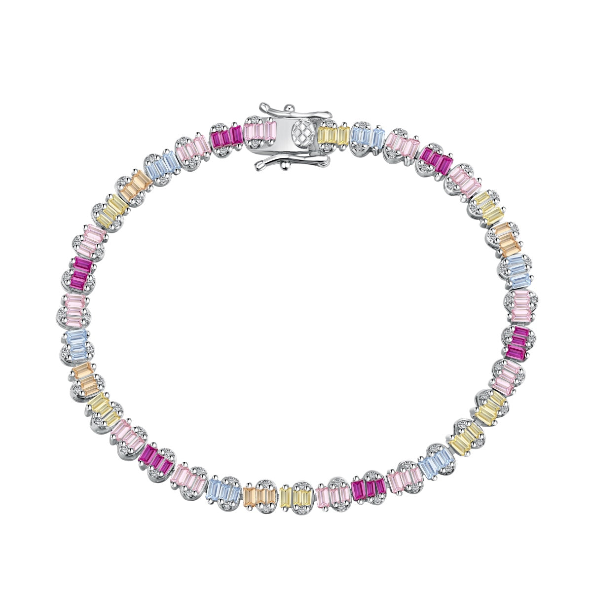 [Solara Jewelry ]繊細なカラフル エメラルドカット パーティー ブレスレット