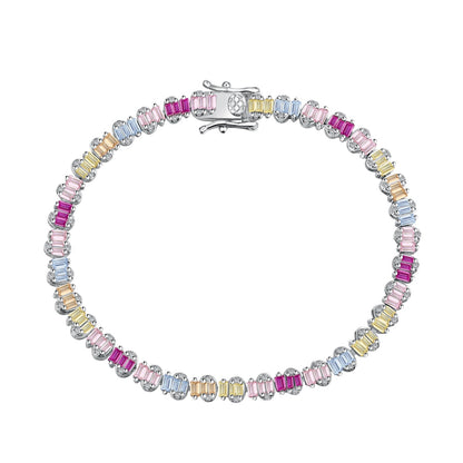[Solara Jewelry ]繊細なカラフル エメラルドカット パーティー ブレスレット