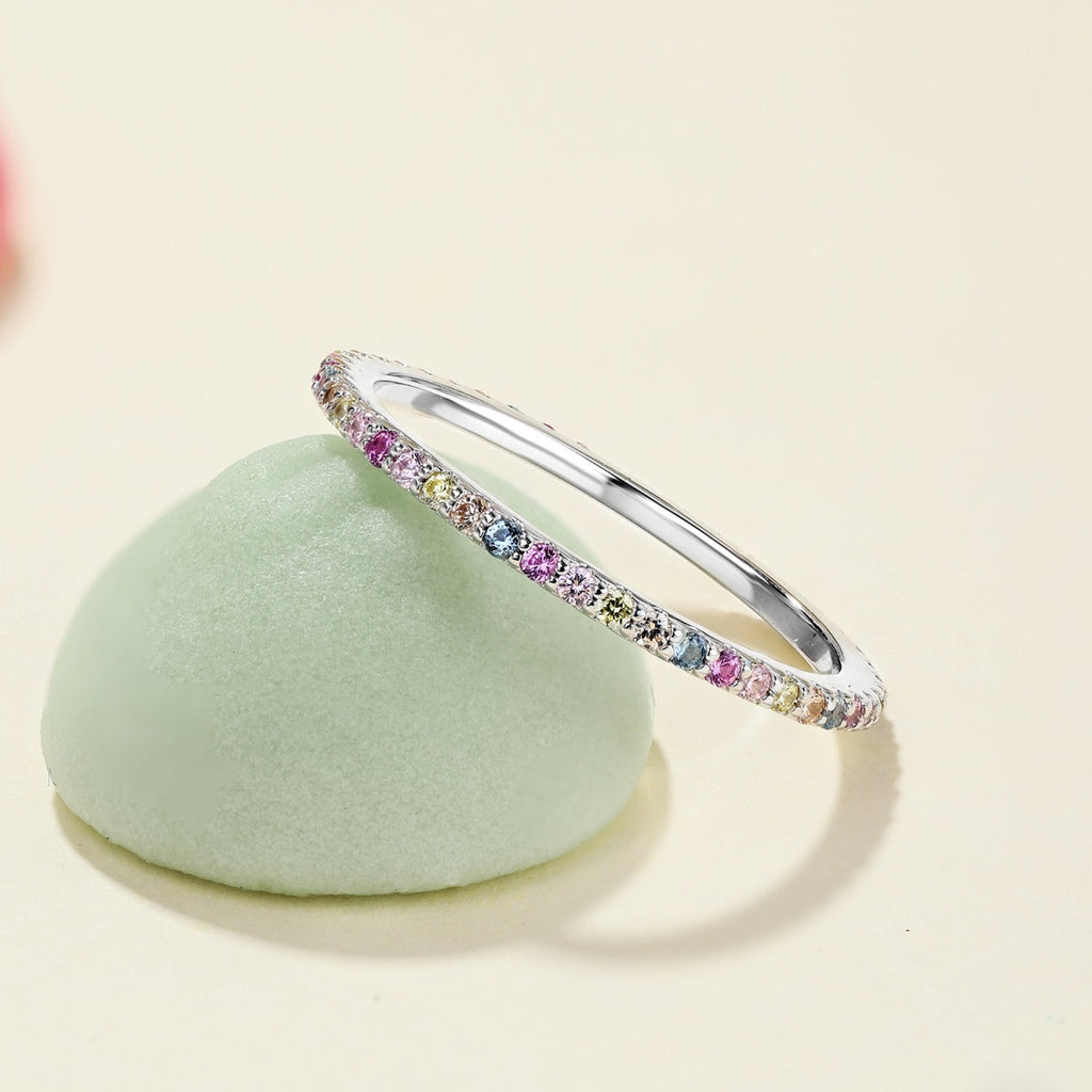 [Solara Schmuck ]Verzierter bunter runder Tennisring