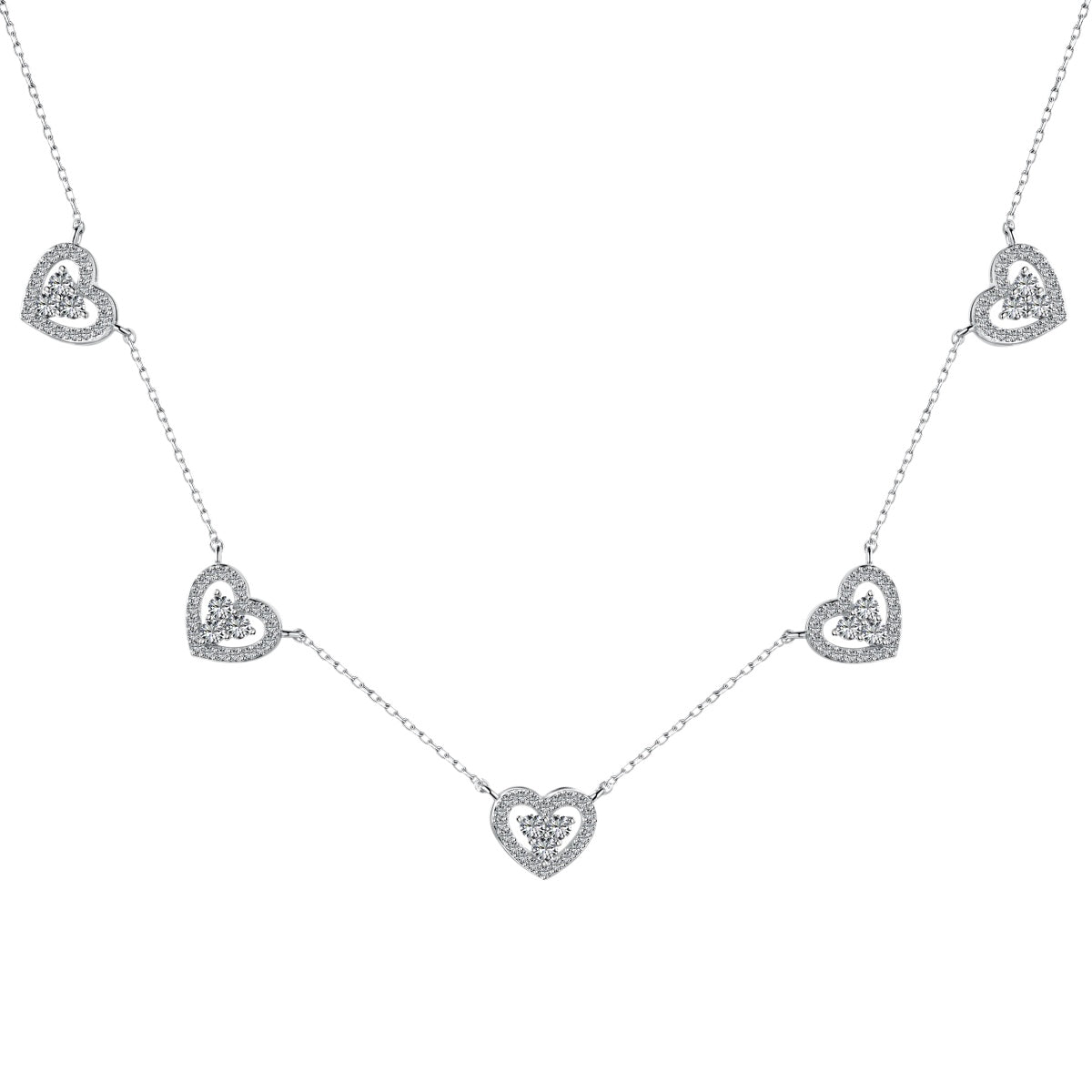 [Solara Jewelry ]煌めくファイブハートネックレス