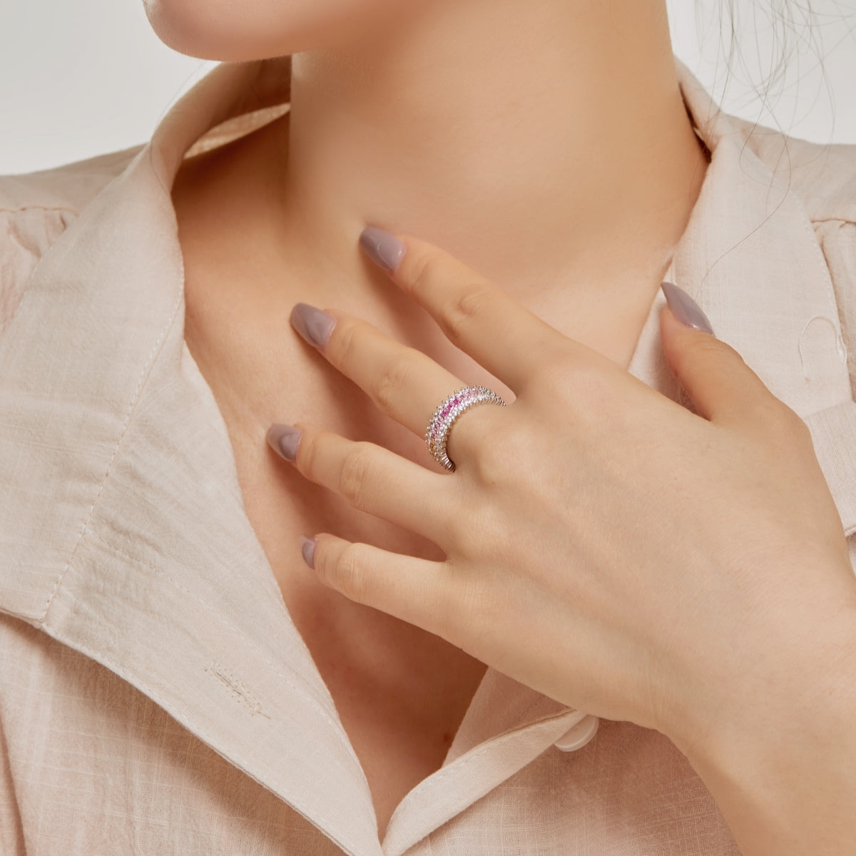 [Solara Jewelry ]Verzierter farbenfroher Radiant-Schliff Alltagsring