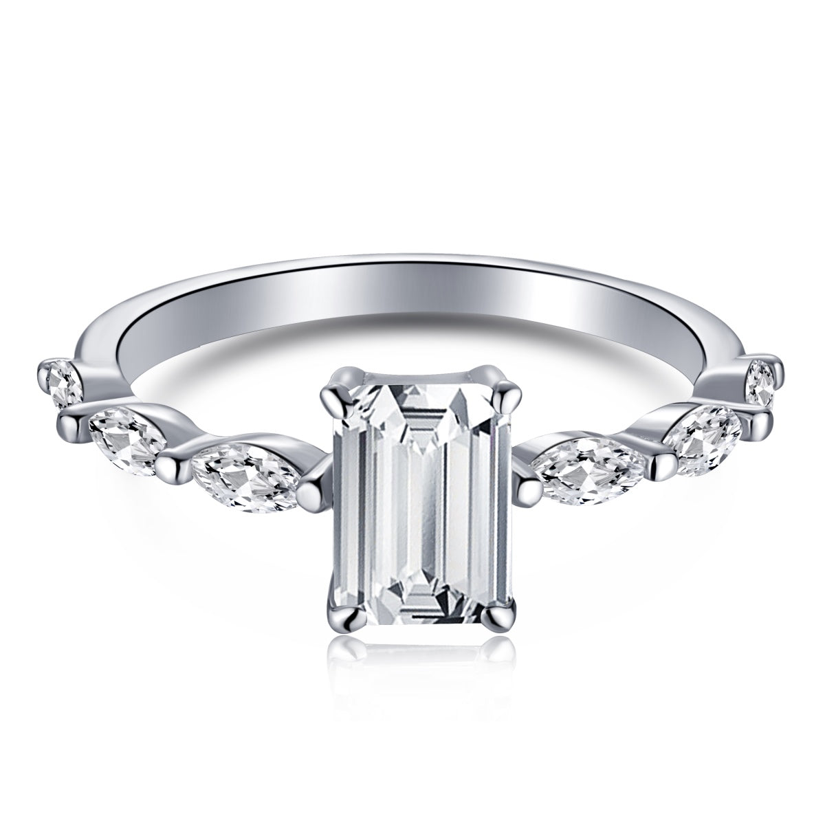 [Solara Jewelry ]1.0 Karat zierlicher, strahlender Ring mit Radiant-Schliff für jeden Tag