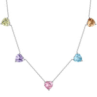 [Solara Jewelry ]Sparkling Colorful Heart Cut Necklace