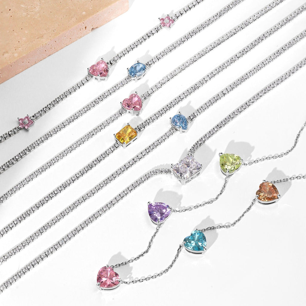 [Solara Jewelry ]煌めくピンクハートフラワーネックレス
