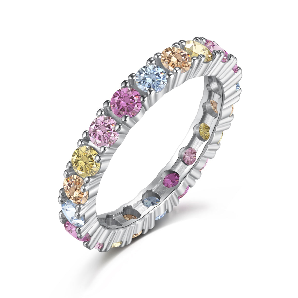 [Solara Jewelry ]Strahlender, glänzender Tennisring mit Rundschliff