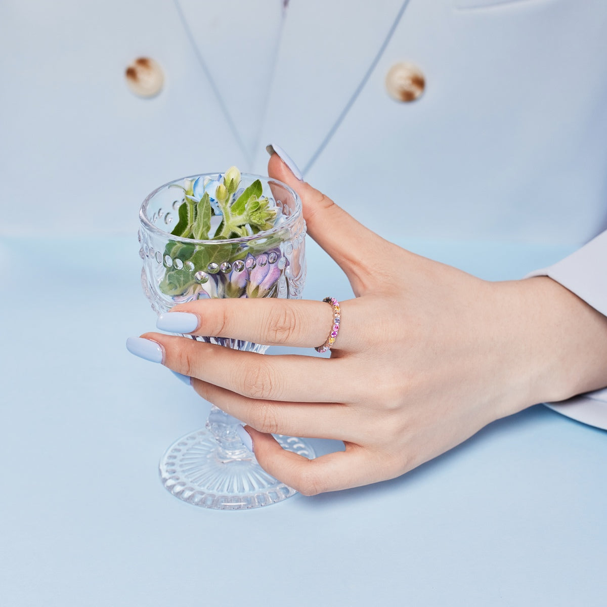 [Solara Schmuck ]Funkelnder, strahlender Partyring mit Rundschliff