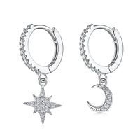 [Solara Jewelry ]Star and Moon Asymmetric Earrings