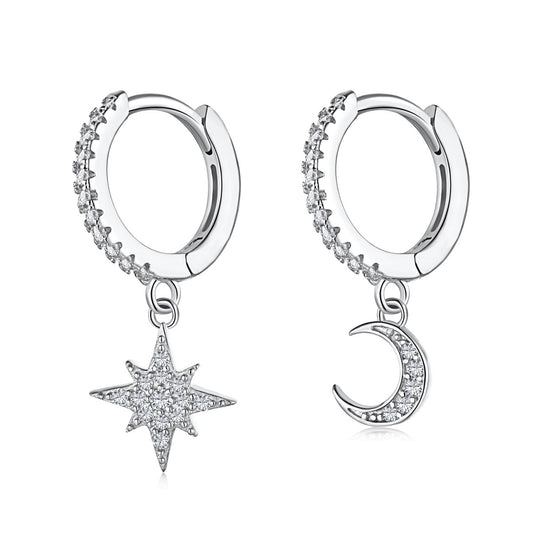 [Solara Jewelry] Asymmetrische Ohrringe mit Stern und Mond