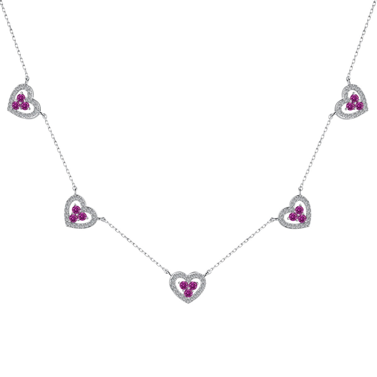 [Solara Jewelry ]煌めくファイブハートネックレス