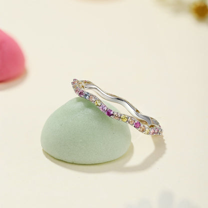 [Solara Jewelry ]Zierlicher, bunter Partyring mit Rundschliff