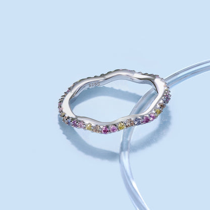 [Solara Jewelry ]Zierlicher, bunter Partyring mit Rundschliff