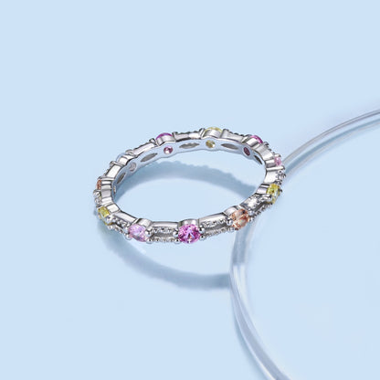 [Solara Jewelry ]Funkelnder bunter Tennisring mit Rundschliff