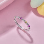 [Solara Jewelry ]Sparkling Colorful Round Cut Tennis Ring
