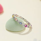 [Solara Jewelry ]Sparkling Colorful Round Cut Tennis Ring