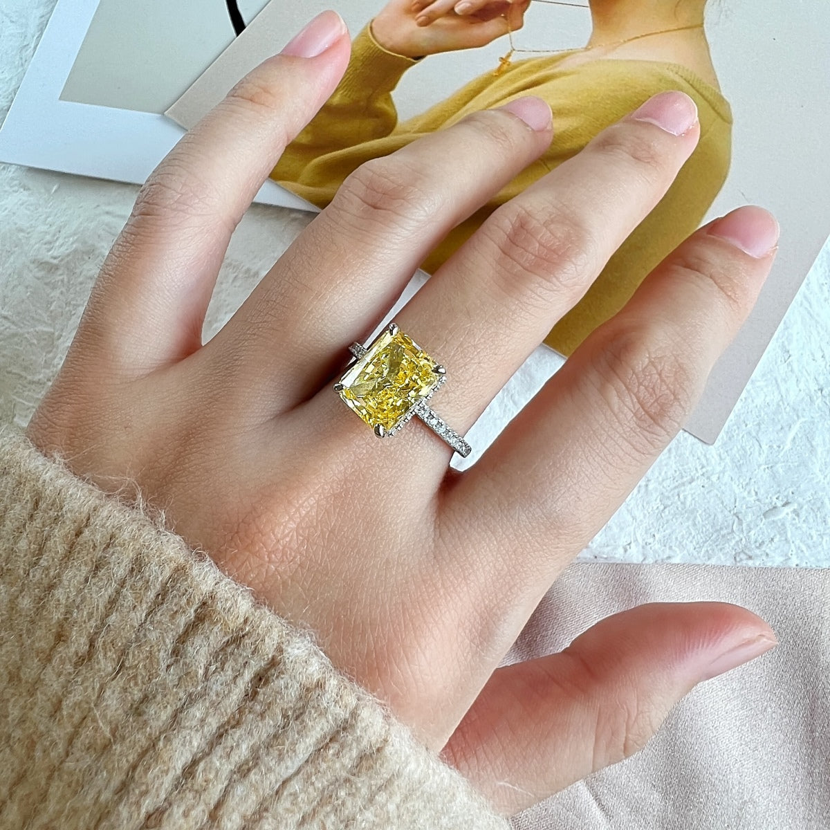 [Solara Schmuck ]4.0 Karat Luxuriöser Verlobungsring