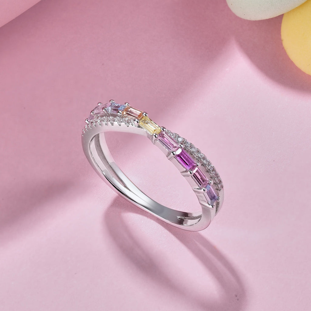 [Solara Jewelry ]Energetischer eleganter Partyring mit Radiant-Schliff