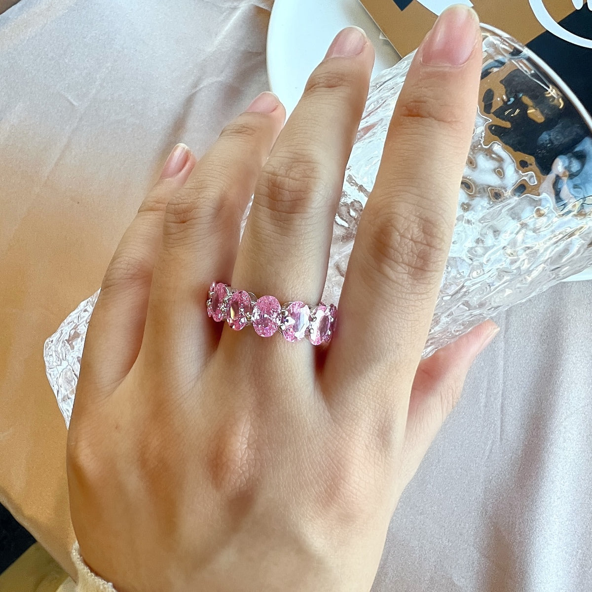 [Solara Jewelry ]Dainty Elongated Cushion Cut Tennis Ring