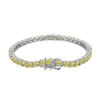 [Solara Jewelry ]Ornate Dazzling Round Cut Tennis Bracelet