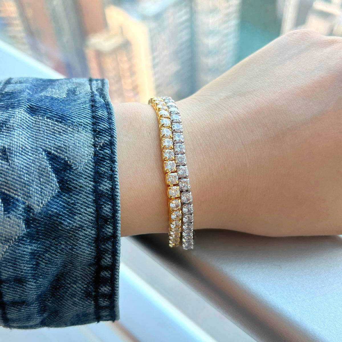 [Solara Jewelry ]Funkelndes strahlendes Tennisarmband mit Prinzessschliff