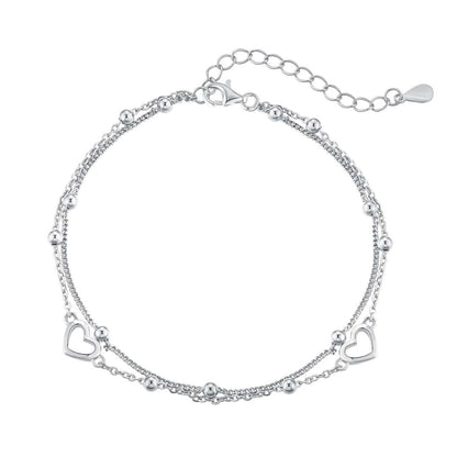 [Solara Jewelry ]華奢な2連ラブハートブレスレット