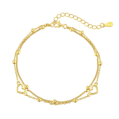 [Solara Jewelry ]華奢な2連ラブハートブレスレット