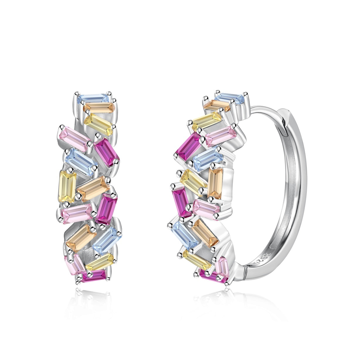 [Solara Jewelry ]煌めくカラフルなエメラルドカットデイリーピアス