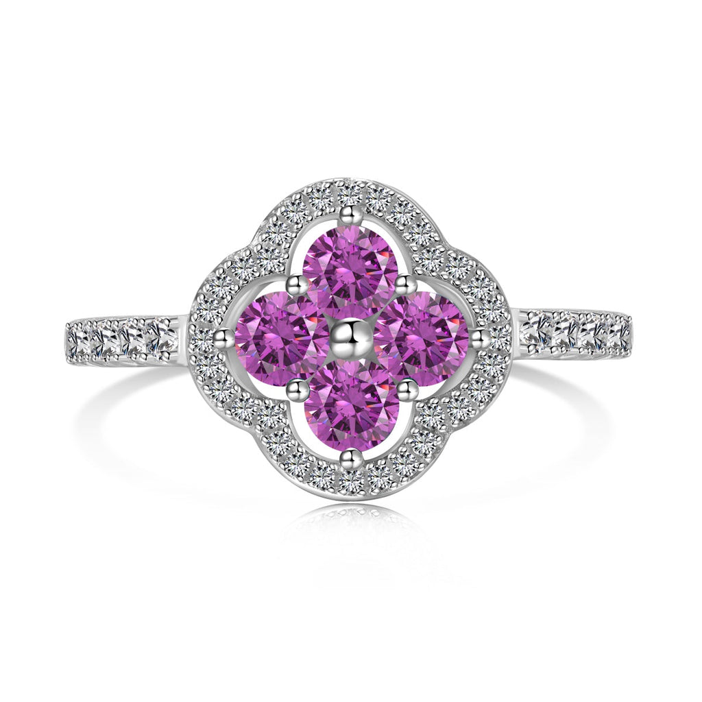 [Solara Jewelry ]Four Leaf Clover Flower Design Ring