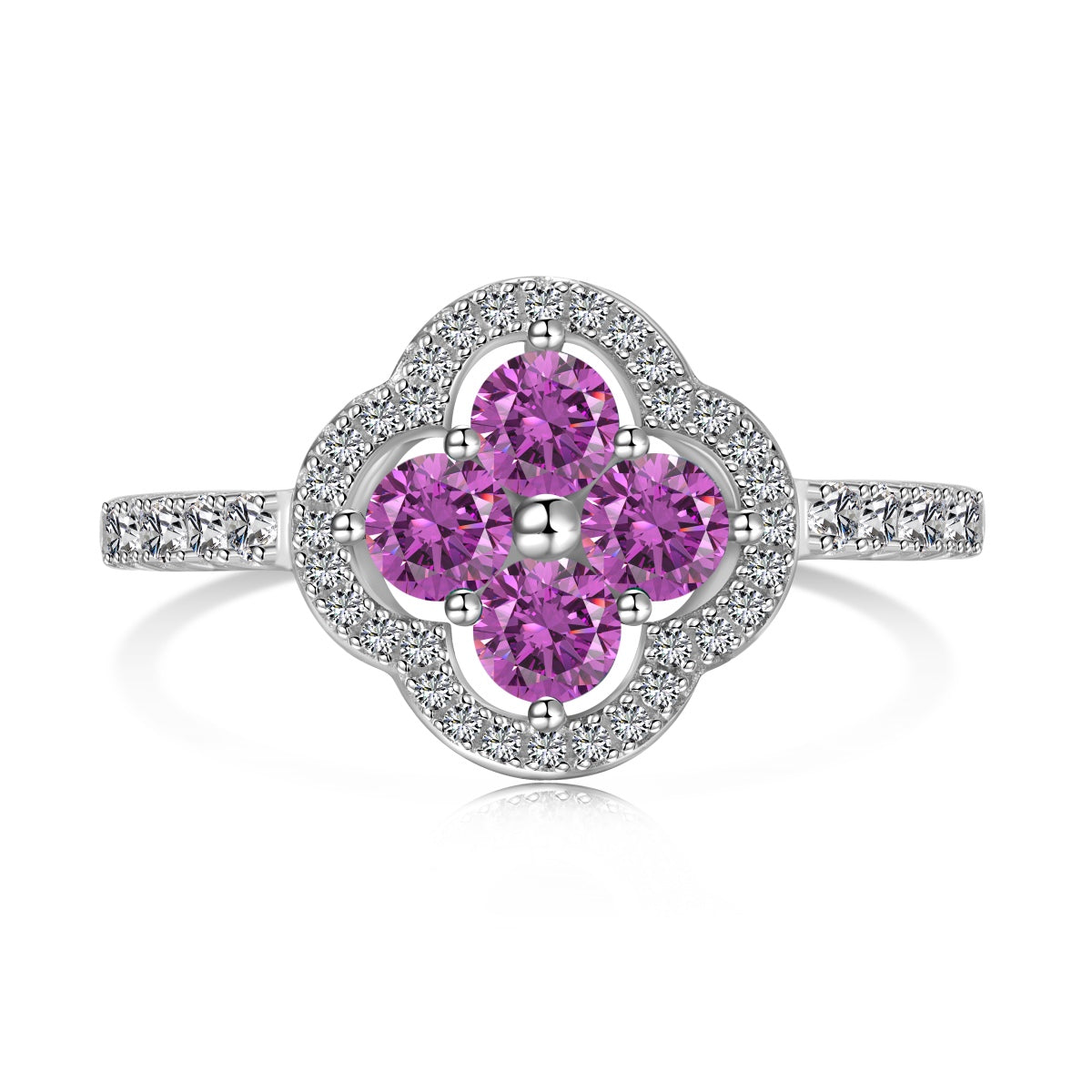 [Solara Jewelry ]Four Leaf Clover Flower Design Ring